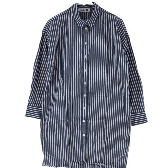 Benin Women's Striped Button Down Tunic Shirt -6 - Picture 1 of 7